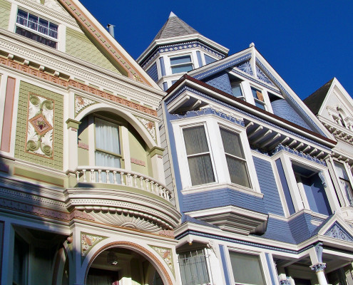 De berömda viktorianska husen i San Francisco.